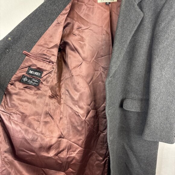 Wool & Cashmere Overcoat Men’s 40S Gray 3-Button Topcoat Italy Fabric - Picture 7 of 9